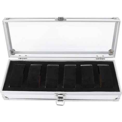 1Pc Jewelry Box, 6/12 Grid Slots Aluminum Rectangle Watch Jewelry Display Storage Organizer Box Case New (6 slots) (1/5)