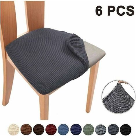 Ensemble de 6 housses de siège de chaise Tissu jacquard extensible Dimensions 36-46 cm Protection contre taches et rayures (1/5)