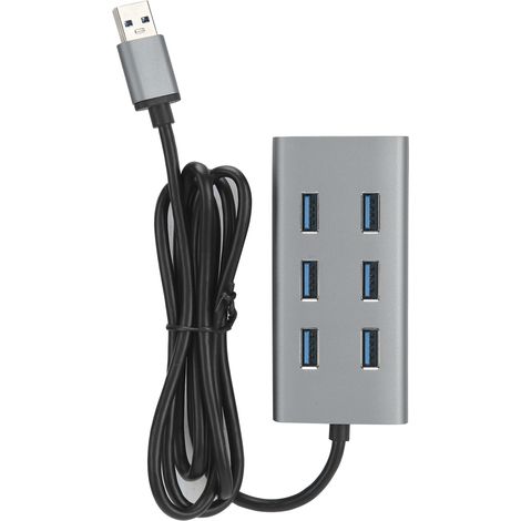 Tragbare 7-Port-Dockingstation aus Aluminiumlegierung mit USB 3.0-Anschluss (5 Gbit/s) für PC und Laptop (1/5)