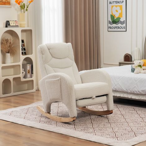 Fauteuil à bascule, Fauteuil d'appoint, Fauteuil de salon, Fauteuil à bascule rembourré, Fauteuil de chambre — Capacité de charge : 110 kg. (1/4)