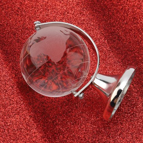 Globe terrestre rond en cristal, carte du monde, boule décorative en verre argenté, cadeau pour la maison ou le bureau (1/5)
