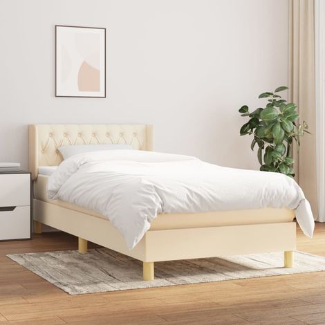 Boxspringbett mit Matratze Creme 90x190 cm Stoff (1/5)