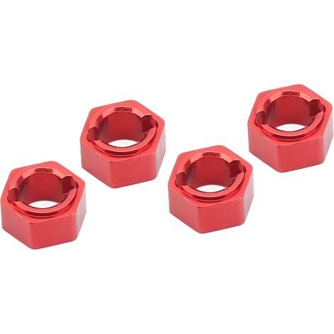 Professioneller 7-mm-Sechskantadapter für ferngesteuerte Räder aus Aluminiumlegierung, kompatibel mit FMS FCX24 1/24 ferngesteuertem Auto, rot. (1/5)