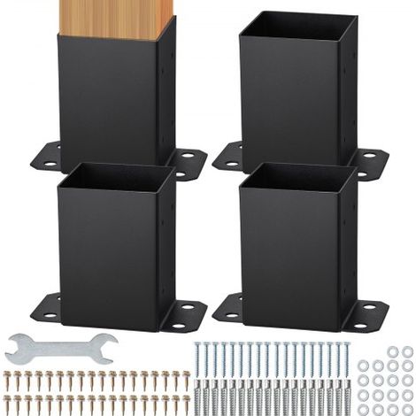 Set di 4 Supporti per Pali in Legno 102x102 mm Base per Pali (1/5)