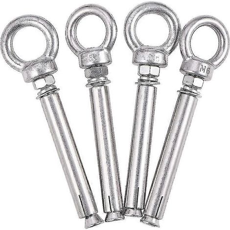 Boulon à expansion à écrou hexagonal, 4 boulons à œil M6 x 80 mm en acier inoxydable 304 avec anneau de levage (1/4)