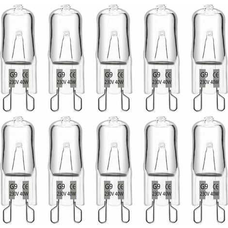 Ampoule Halogene G9 40W 230V, 480LM 2900K Blanc Chaud Dimmable, G9 Ampoules Capsule, pour Lustres, Lampes de Paysage, Appliques Murales, Éclairage d'armoire, Lot de 10 (1/5)