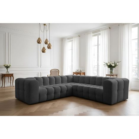 Ecksofa Designersofa SOLVIE XS in Stoff Moly Anthrazit Seite Universal