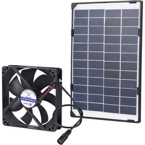 Mini ventilateur solaire 6W 12V, extracteur d'air solaire, idéal pour les petits chenils, poulaillers, serres et abris de jardin. Câble de 3 mètres. (1/3)