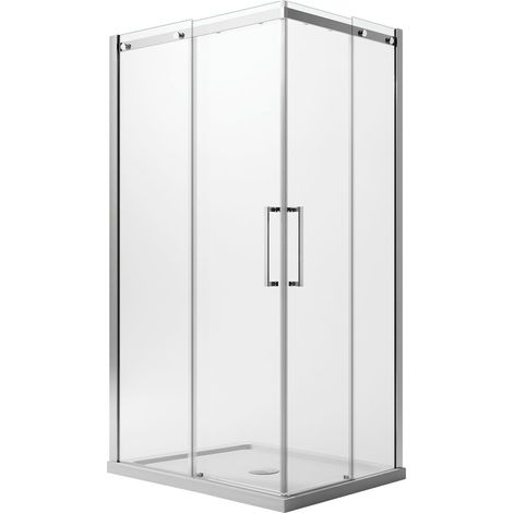 Box doccia vetro trasparente 8 mm con easyclean h 200 mod. Prime Corner 75x80 cm versione sinistra