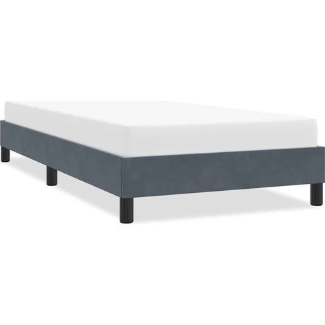 Estructura de cama sin colchón terciopelo gris oscuro 100x210cm