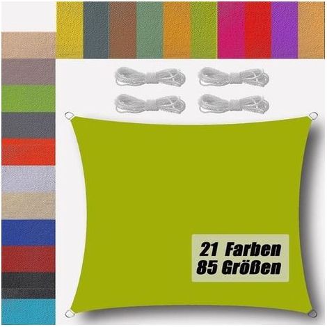 3x3 m wasserdichtes Sonnensegel aus 185 g/m² Polyester, 95 % UV-Schutz, Sonnensegel für Gemüsegarten, Terrasse, Patio, Garten, Pool, gelbgrün, rechteckig (1/5)