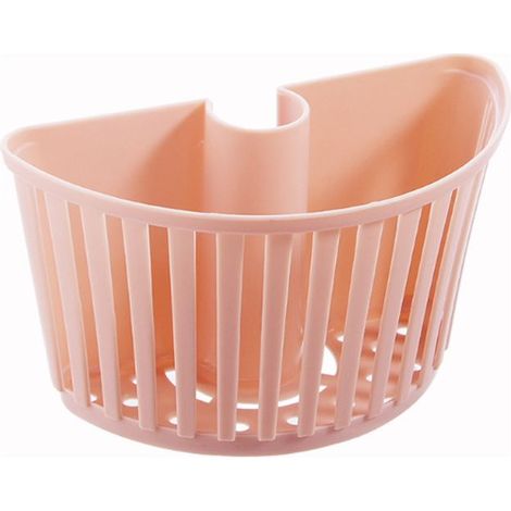 Égouttoir évier en plastique suspendu panier support étagère aspiration buse support éponge stockage cuisine fournitures robinet support 1 pièces (rose) (1/5)