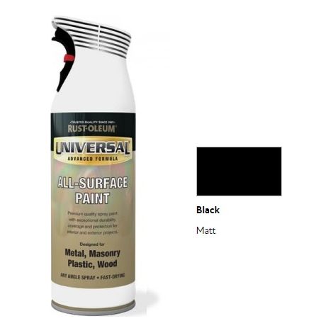 Rust-Oleum Universal All Surface Spray Paint - Matt - Black - 400ml
