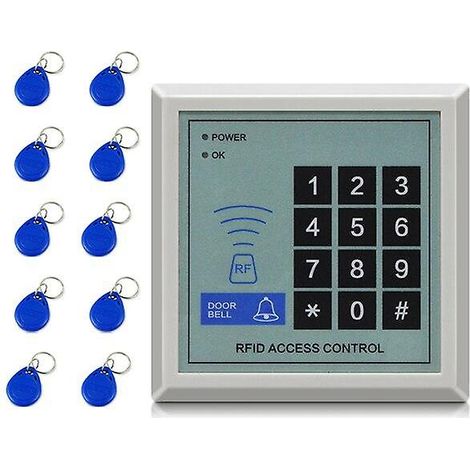 Système de contrôle d'accès RFID : équipement de sécurité comprenant une carte d'accès RFID à courte portée et 10 clés. (1/5)