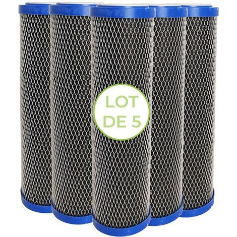 CSPARKV Pack of 5 2 in 1 Water Filter Cartridges 10 inches - Anti-sediment + 5 micron activated carbon Impurity Filter