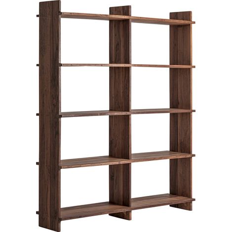 Étagère modulaire brutaliste en bois de sal marron contemporain - Marron bois de sal teinté (1/5)