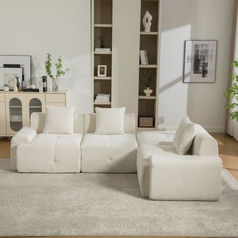 Canapé modulaire compressible en chenille, base antidérapante adaptée aux salons et pièces de la maison spacieux (1/5)