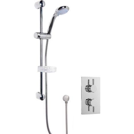 Shower Bundle Concealed Round Twin Valve & Slide Rail Shower Kit - Chrome - Balterley