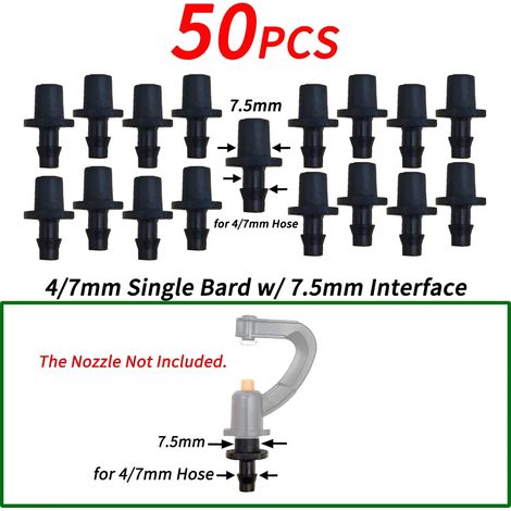 (I-50PCS-1/4'') Raccord cannelé 1/4'' pour tuyau d'arrosage 4/7 mm, micro-débit, arrosage goutte à goutte, connecteurs droits (1/5)