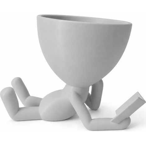 Pot décoratif gris pour plantes, lecteur allongé, élégant (1/3)
