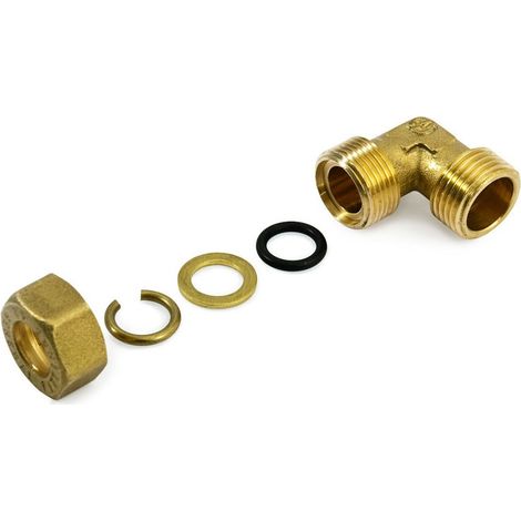 Raccordo angolo gomito maschio 1/2"x16 a compressione in ottone con anello di serraggio ed O-ring di tenuta, per tubo rame 120021H041600A