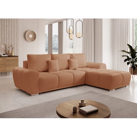 Tendencio – Canapé d'angle convertible 4 places – Tissu anti-tâche hydrophobe – Longueur 272 cm – Style contemporain – Confort moelleux en velours côtelé (1/2)