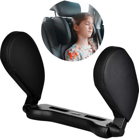Oreiller de soutien cervical pour siège auto, pliable et réglable, pour enfants et adultes (noir) (1/5)