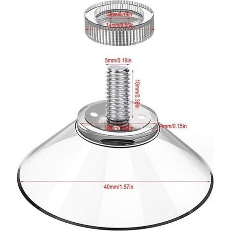 Ventouse À Visser - Diamètre 40 Mm - En Pvc Transparent Et Acier Inoxydable - Pour Surfaces Lisses Verre Miroir Carrelage - Lot De 10 (1/5)