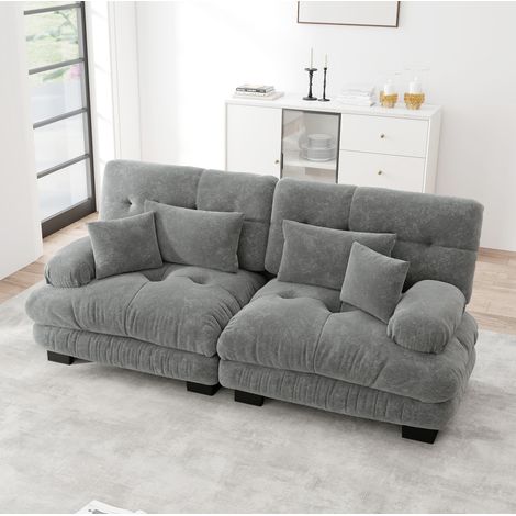 Sofá salón modular de chenilla gris cómodo OKMYHOME (1/5)