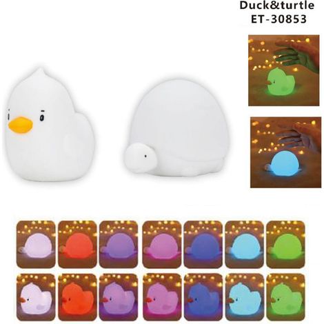 LUMINO LAMPADA NOTTE LED SILICONE TAVOLO COMODINO BAMBINI RGB ANATRA TARTARUGA (1/2)