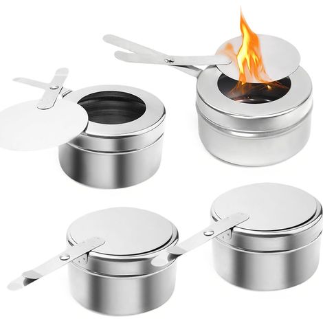 (4-teilig) Spiritusbrenner aus Edelstahl mit Deckel, abnehmbaren Pastenbehältern, Spirituskocher für Camping, Wandern, Kochen, Tee und Kaffee (1/5)