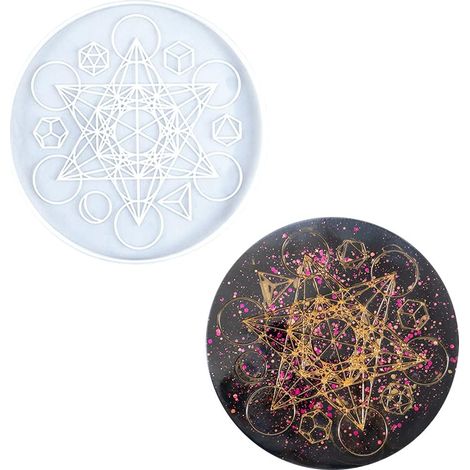 Moules en Résine d’Astrologie Plateau Moules en Époxy Résine Divination Moule en Silicone Coaster Resin Mold Tray pour de Tarot, de Sorcellerie, Décoration de Maison (Plateau Moule A) (1/5)