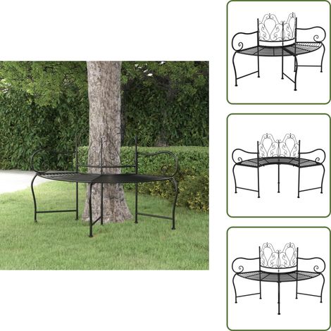 Panchina per patio - vidaXL Panchina per Albero 150 cm Nera in Acciaio - Panchina per cortile