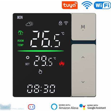 Thermostat Intelligent WiFi - Programmable avec Contrôle à Distance par App, Verrouillage Enfant, Voix Contrôle, Écran LED,gris (Système Eau/Chaudière Gaz/Pompe, 3A)