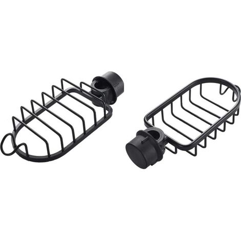 Étagère de douche en aluminium argenté ou noir à visser et réglable en hauteur (noir)