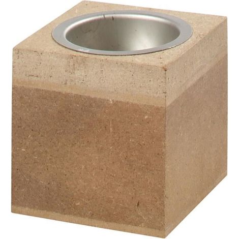 Bougeoir cubique pour bougies chauffe-plats avec réceptacle métallique. réf 56719