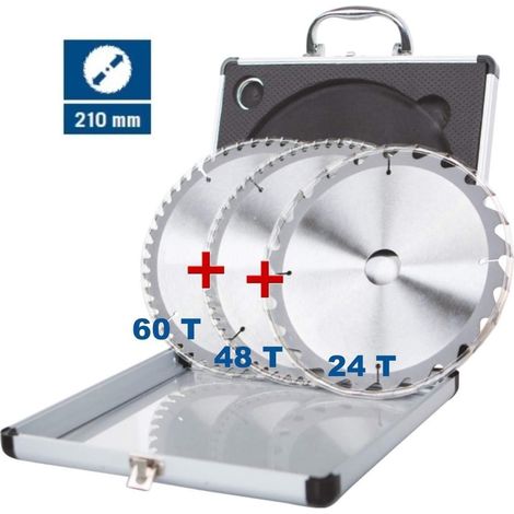Kit 3 lame circolare Scheppach tct ø210mm x troncatrici x legno pvc alluminio (1/4)