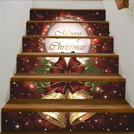 Autocollants Escalier Noël 3D Décoratifs Étanches Famille Cloches de Noël (1/3)