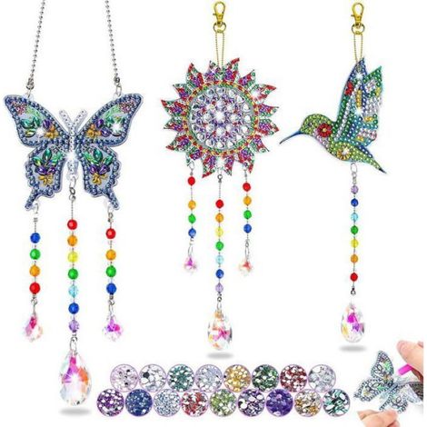 3pcs Diamond Painting Carillon à Vent Attrape, Diamant Peinture Carillon à Vent, Peinture Diamant Pendentif, DIY Or CARILLON A VENT (1/5)