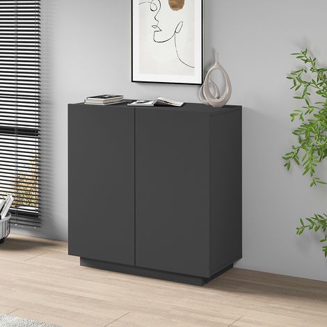 Armoire de bureau moderne H 86 cm anthracite mat Essly (1/5)