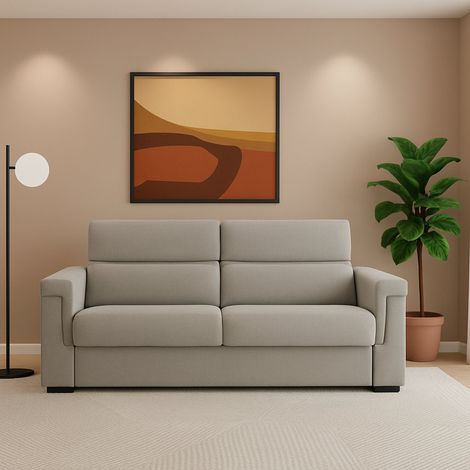 Sofá Fijo 2 Plazas Lapio, Desenfundable, Hidrófugo, Hecho en Italia, Lavable, 185x95x100h cm Gris Topo (1/4)