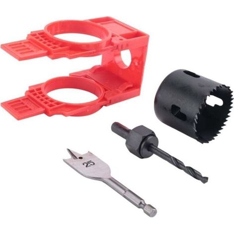 Kit Installation Serrure Porte Gabarit Perçage Trou Pêne Dormant Scie Cloche (1/4)