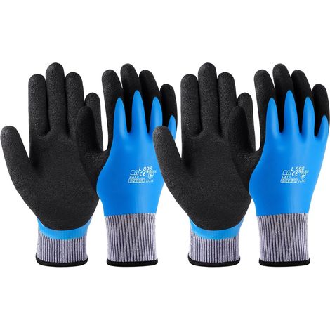 2 Pair Work Gloves, Versatile Gardening Gloves, Double Latex Coating, 100% Waterproof, Excellent Adhesion, Wear and Tear Resistant, Comfortable and Breathable, L (1/5)