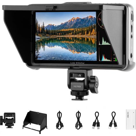 Moniteur de Caméra 5,5 inch 4K 1400 Nits, 4Kp60 HDMI Portable Moniteur, Contrôle l'appareil Photo Toucher pour Faire la Mise au Focus, avec LUTs 3D, crête (DC-550 Pro II) (1/5)