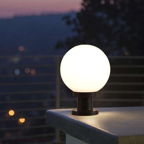 Extérieur Étanche Jardin Post Lumière Lampe Globe,Acryliques Lampe d'extérieur E27, Moderne Étanche IP44 Paysage Post Lumière pour Jardin, Patio, Cour, Allée Extérieure (20CM) (1/5)