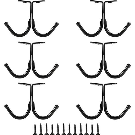 Set mit 6 Doppelhaken und -armen - Garderobenhaken für unter Regale, Handtuchhalter fürs Badezimmer (schwarz) (1/5)