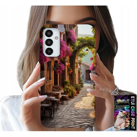Étui pour Samsung Galaxy M23 - Rue pittoresque avec café + verre (1/5)
