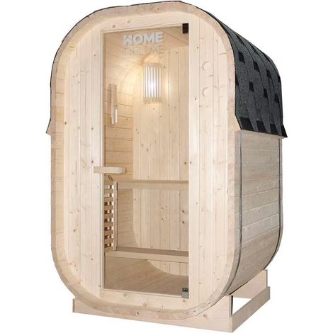 HOME DELUXE Outdoor Sauna CUBE S - Maße: ca. 194 cm x 120 cm, Holz: Fichtenholz - inkl. Saunaofen und Saunazubehör I Gartensauna, Außensauna, Sauna Fass für 2 Personen Sauna Outdoor Sauna Gartensauna (1/5)