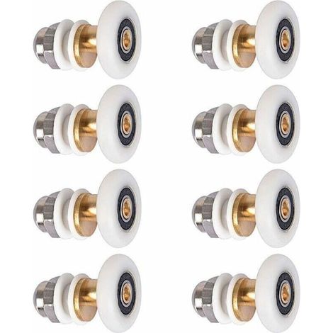 Roulettes de Remplacement pour Porte de Cabine de Douche Coulissante – Diamètre 27 mm – Lot de 8 Roues avec Poulies