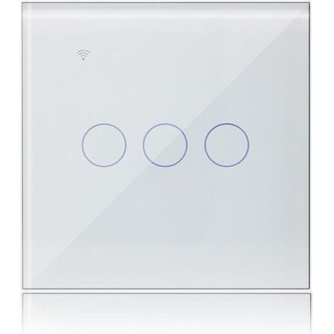 Interruptor Inteligente Conectado de 3 Gangs y 1 Vía Compatible con Alexa, Interruptor Táctil WiFi con Panel de Vidrio Blanco y Función de Temporizador, Control por App Tuya/Smart Life (1/5)